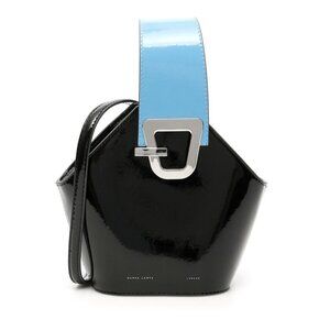 Danse Lente Black and Blue Patent Mini Johnny Bucket Bag